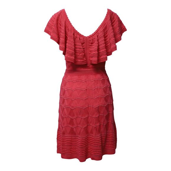 M Missoni Ruffle Knitted Dress in Pink Cotton